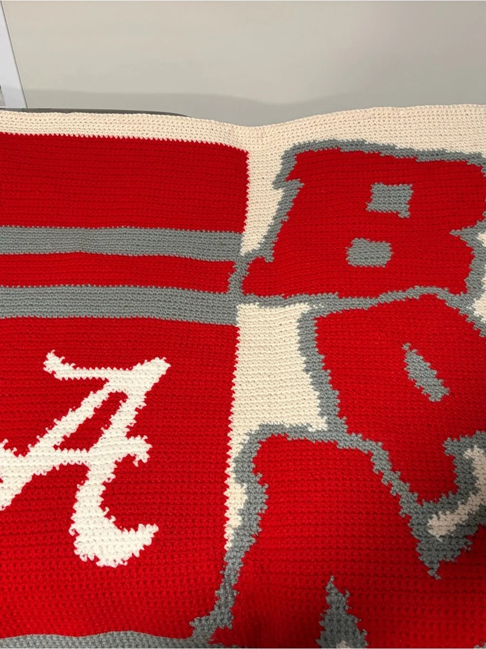Crimson Knit Throw Blanket - Red and Cream